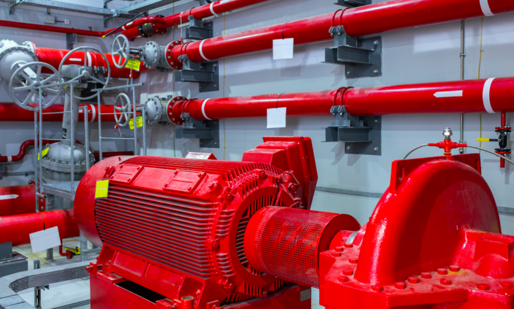 Industrial fire pump station. Reliable and trouble-free equipment. Automatic fire extinguishing system control system. Powerful electric water pump, valves, and pipelines for water sprinkler. See Less By Sodel Vladyslav