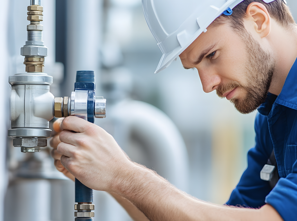 Expert Plumber Installing Backflow Prevention Valve - Close-Up of Mechanism and Tools for Optimal Plumbing Efficiency and Safety in Modern ... See More By chaiyadid